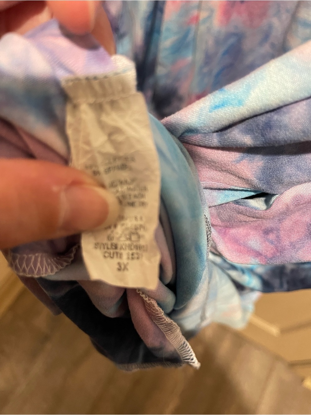 Tie-Dye Midi Dress in Pink & Blue - Casual Women's Dress - Picture 4 of 4